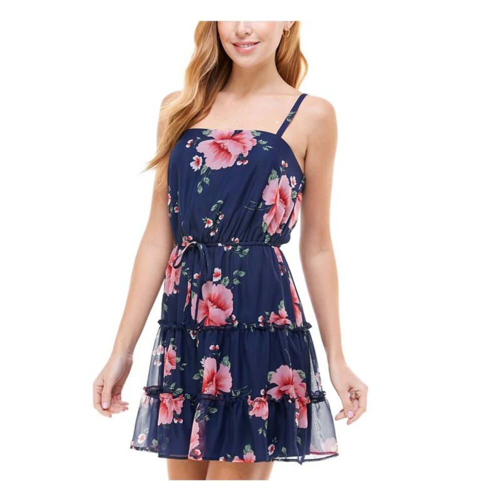 NWT CRYSTAL DOLLS Womens Mini Dress Navy Spaghetti Strap Lined Juniors S